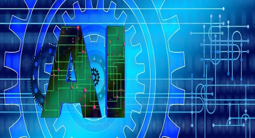 inteligência cognitiva do Funcionário Digital: imagem mostra uma engrenagem azul com as letras AI no meio em verde